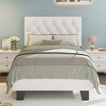 21-Inch Solid Wood Bed Frame with Tufted Back and No Box Spring Needed for Bedroom detail image - detail view 20