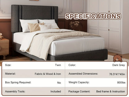 21-Inch Solid Wood Bed Frame with Tufted Back and No Box Spring Needed for Bedroom detail image - detail view 22
