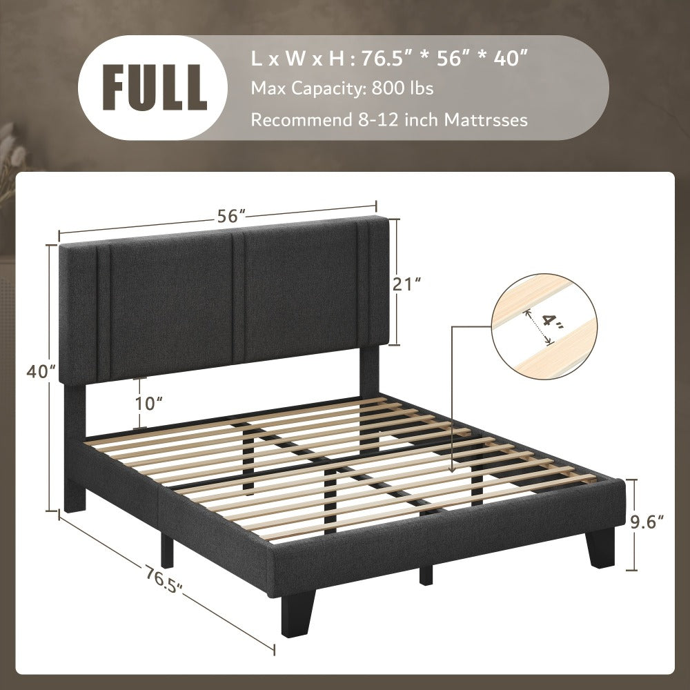 21-Inch Solid Wood Bed Frame with Tufted Back and No Box Spring Needed for Bedroom detail image - detail view 5