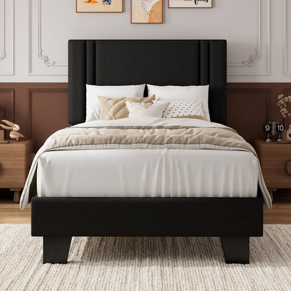 21-Inch Solid Wood Bed Frame with Tufted Back and No Box Spring Needed for Bedroom detail image - detail view 6