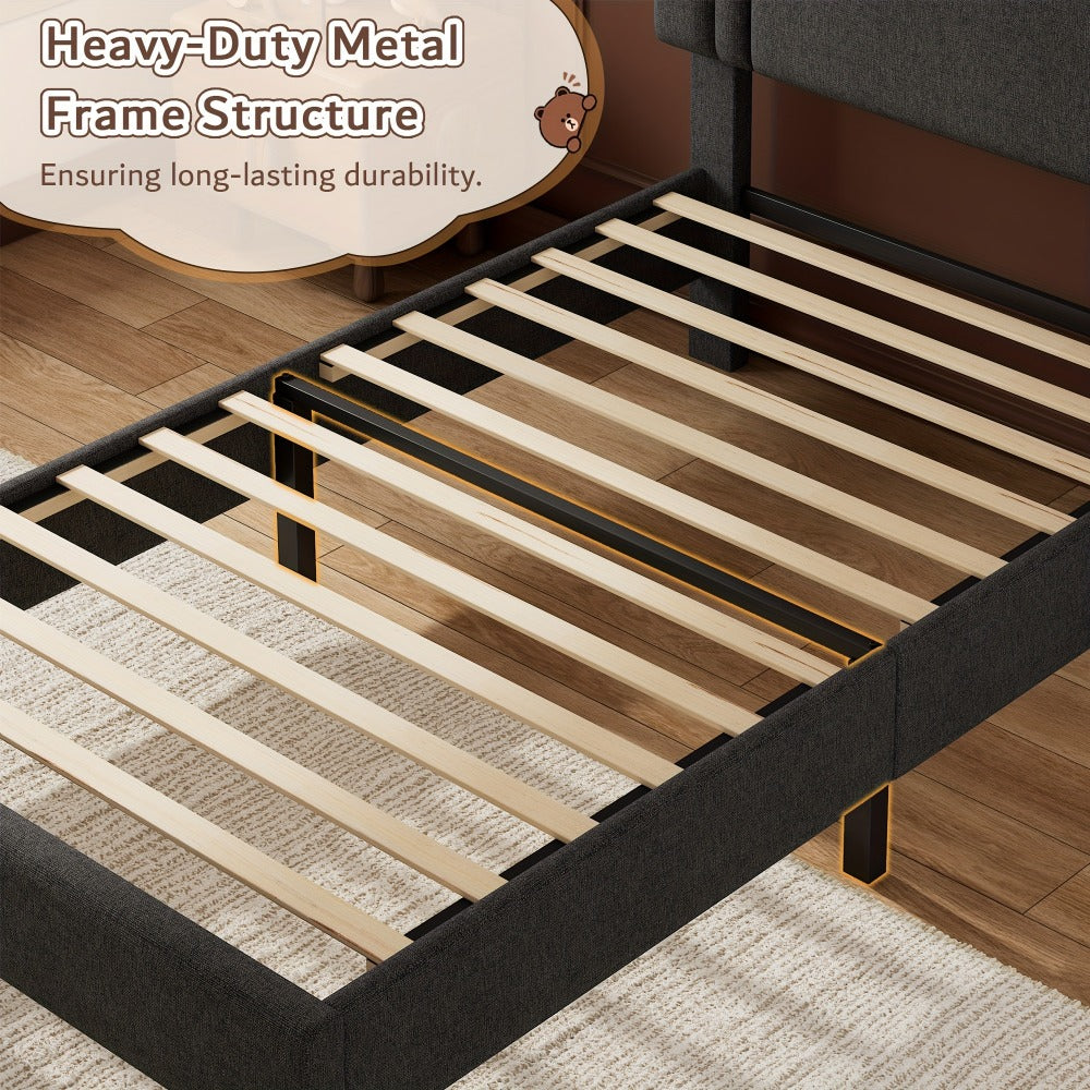 21-Inch Solid Wood Bed Frame with Tufted Back and No Box Spring Needed for Bedroom detail image - detail view 9