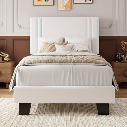 Bed Frame shown in the White-Twin, Striped option