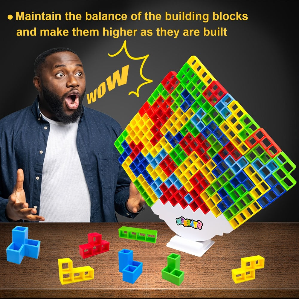 Balancing Stacking Blocks Game Set – Tumble Tower Family Strategy Toy for Kids Adults 16 20 34 50 68 Pcs Color Gift Box Birthday Christmas Party Game