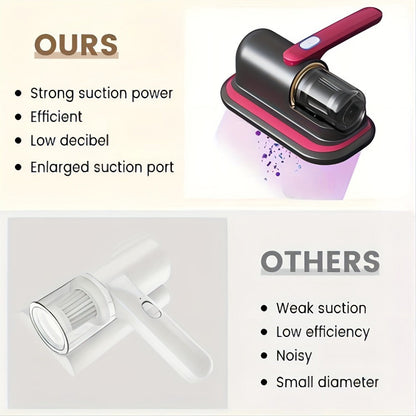 Cordless Mattress Vacuum Cleaner Handheld Bed Vacuum for Dust Mites, Allergens & Pet Hair - Portable Wireless Upholstery Vacuum for Mattress, Sofa, Carpet & Bedding, Lightweight Easy to Use, Purple