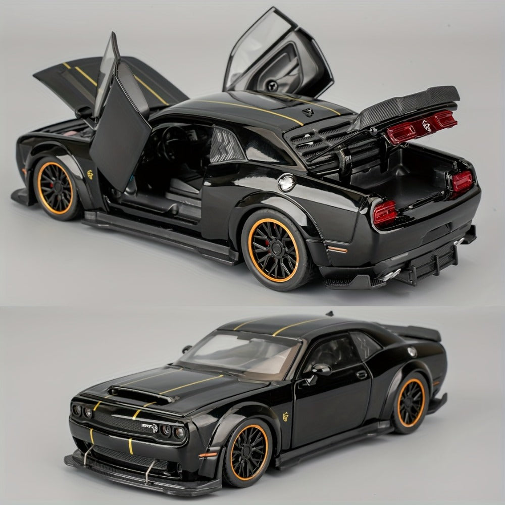 1:32 Scale Dodge Hellcat Die-Cast Metal Car Model with Openable Doors & Display Base – Collector Diecast Vehicle, Desk Decoration, Birthday Christmas Gift for Adults Men
