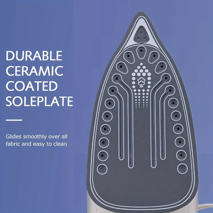 Steam Clothes Iron with Ceramic Coated Soleplate – Precision Thermostat, 3-Way Auto-Off, Self-Cleaning, Anti-Calcium & Anti-Drip, Lightweight Travel & Home Garment Iron