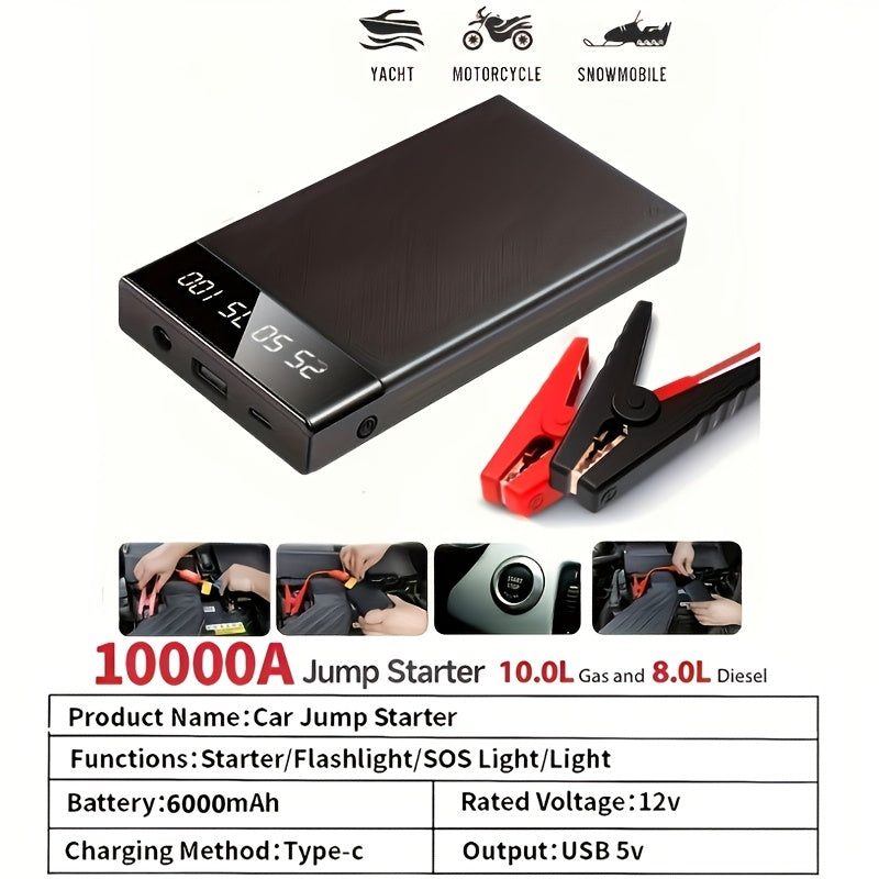 Portable Car Jump Starter Portable Car Jump Starter Kit, Mobile Power, LCD Display - Wireless Emergency Battery Charger, Convenient to Use At Any Time