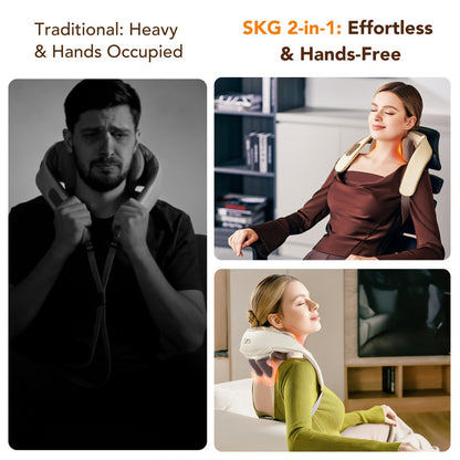 Wearable Neck & Shoulder Massager with Heat – 6D Bionic Hand Kneading Trapezius Massager, 9 Modes 3 Intensities 40-45°C Heat, Hands-Free Deep Tissue Massage for Home & Office, Gift for Women Men Mom