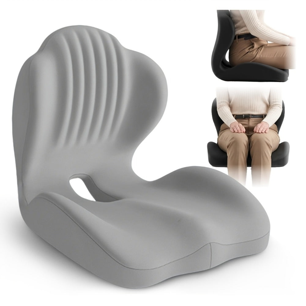 Memory Foam Seat Cushion Ergonomic with Back Support & Breathable Hollow Design – Comfortable Chair Pad for Office, Car Seat & Long Sitting, Unisex Gift