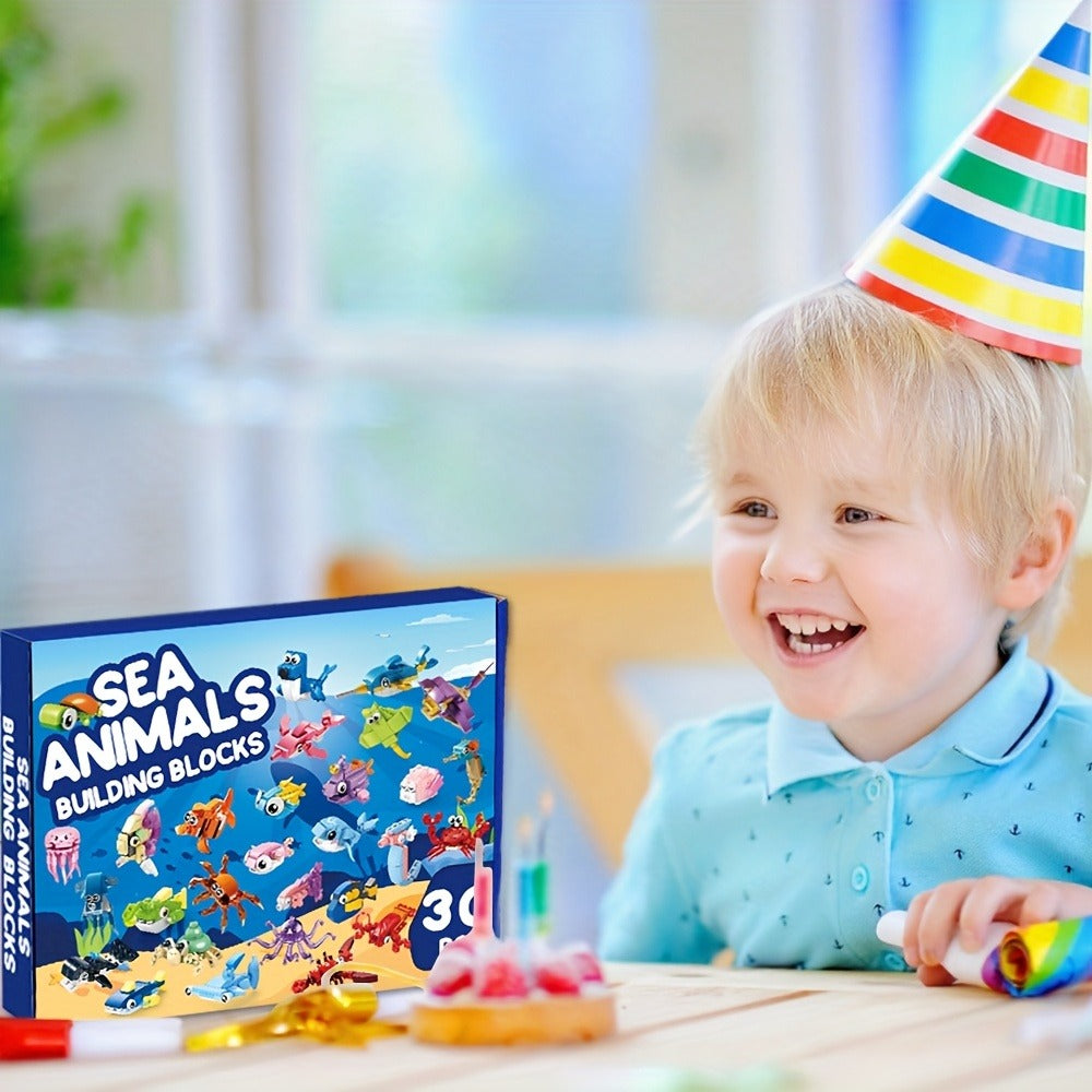 Ocean Mini Building Blocks 30-Pack Party Favors for Kids – Marine-Themed Mini Brick Sets for Birthday Goodie Bags, Classroom Prizes, Stocking Stuffers & Holiday Gifts for Boys & Girls