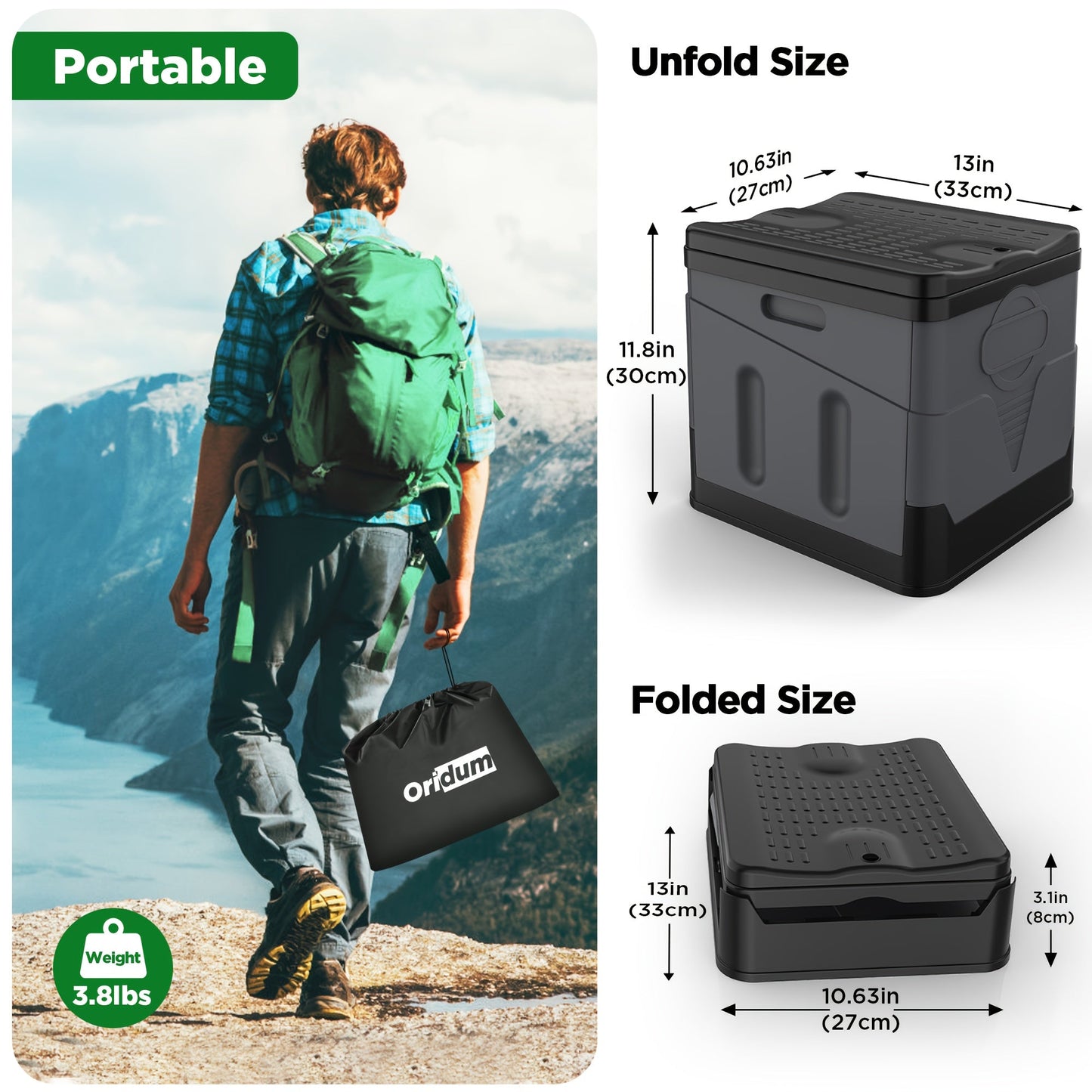 Portable Folding Camping Toilet with Carry Bag & 12 Waste Bags – Ventilated Easy-Clean Commode for Camping, Hiking, Boating, Road Trips, Festivals & Emergency Use, Compact RV Outdoor Toilet