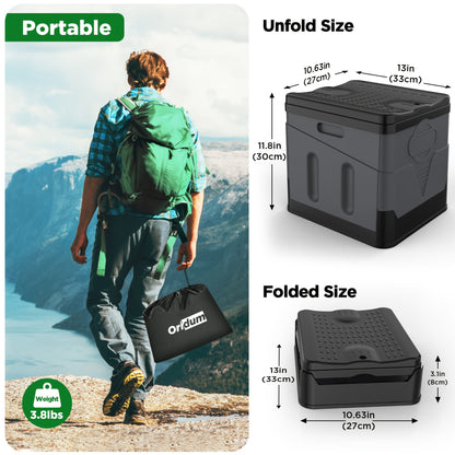 Portable Folding Camping Toilet with Carry Bag & 12 Waste Bags – Ventilated Easy-Clean Commode for Camping, Hiking, Boating, Road Trips, Festivals & Emergency Use, Compact RV Outdoor Toilet
