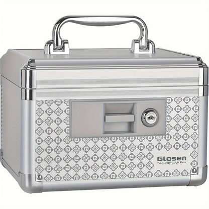 Locking Medicine Storage Box Aluminum Alloy with Key Lock & Handle – High-Capacity Family Medicine Organizer, First Aid Lockbox for Home, Travel & Office, Small & Medium