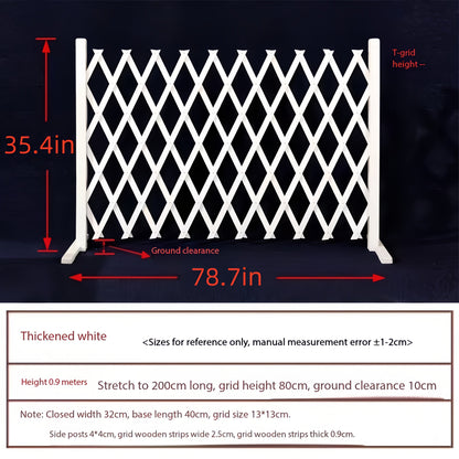Dog Gate Folding Wooden - Thickened Natural Wood Grain Pet Barrier for Stairs Doorway & Home Entrance, Expandable Mesh Fence for Dogs & Puppies, 27.56 & 35.43 Inch Height Options in Carbonized & White