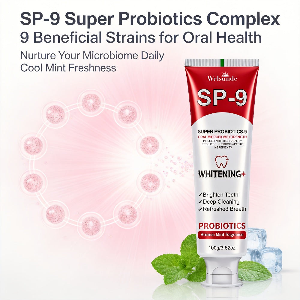 Probiotic Toothpaste with Hydroxyapatite – Super Probiotics-9 European Formula, Deep Cleaning & Gum Care, Mint Fresh Breath, Teeth Brightening Oral Care Gift for Women & Men, 100g