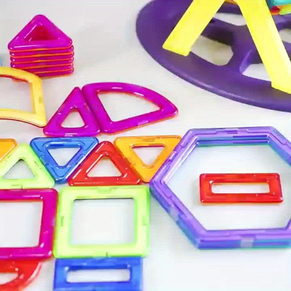 Large Magnetic Tiles 67 Piece STEM Building Kit – DIY Magnetic Building Blocks for Boys & Girls Ages 3+, Random Assorted Colors, Creative Construction Toy, Birthday Halloween Christmas Gift