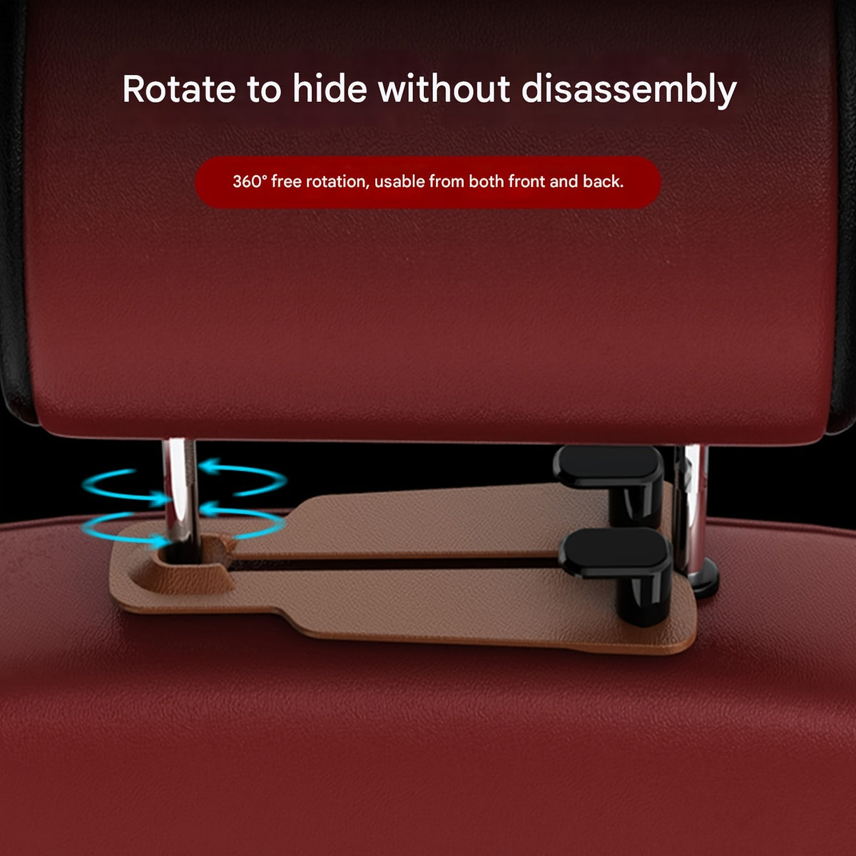 2-Hook Car Seat Back Hook Cover, Hidden Design, Double Hooks, Multi-Functional, Universal, Suitable for All Car Models