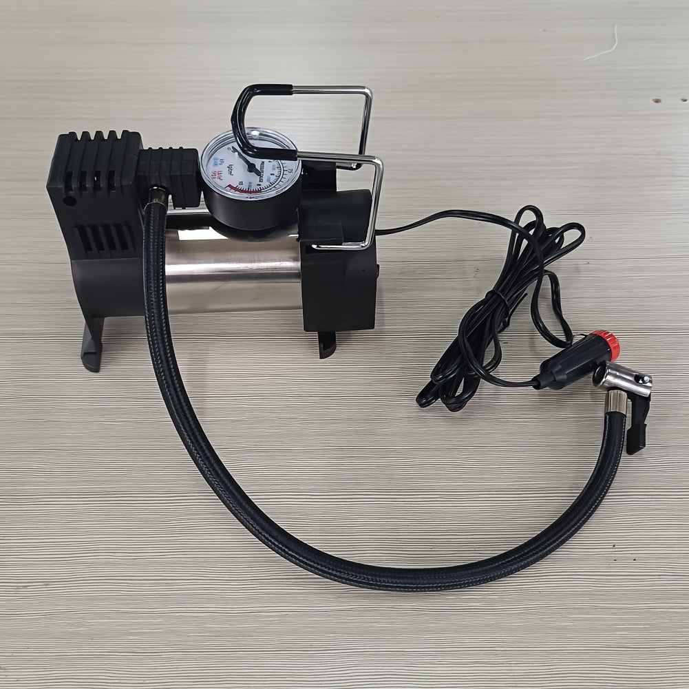 Vehicle Air Compressor with Pressure Gauge, Suitable for Single Cylinder 150 PSI 12V DC Portable Tire Inflator for Cars, Trucks, Buses, Bicycles, And Other Vehicles, Without Battery