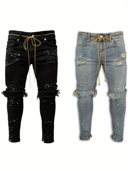 Men's Skinny Jeans - Classic Wash Distressed Modern