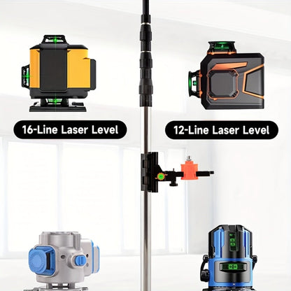 Telescoping Laser Level Pole 15.4ft / 4.7m – Adjustable Extension Rod with 1/4"-20 & 5/8"-11 Thread Mount for Rotary and Line Lasers, Professional Surveying & Construction Staff
