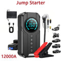 12000A-18000A 7-in-1 Vehicle Emergency Starter Power Bank with Extended Smart Jump Cables, Fast Charging, Large Display, LED Lighting, Compatible with All Gas/Diesel Engines (2.64 Gallons), Quick Vehicle Start, And Air Pump Function