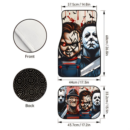Car Floor Mats Set of 4 Halloween Theme – Universal Front & Rear All-Weather Floor Mats for Cars, SUVs & Trucks, Durable Polyester Interior Protection with Scarlet Killer Breeze Design