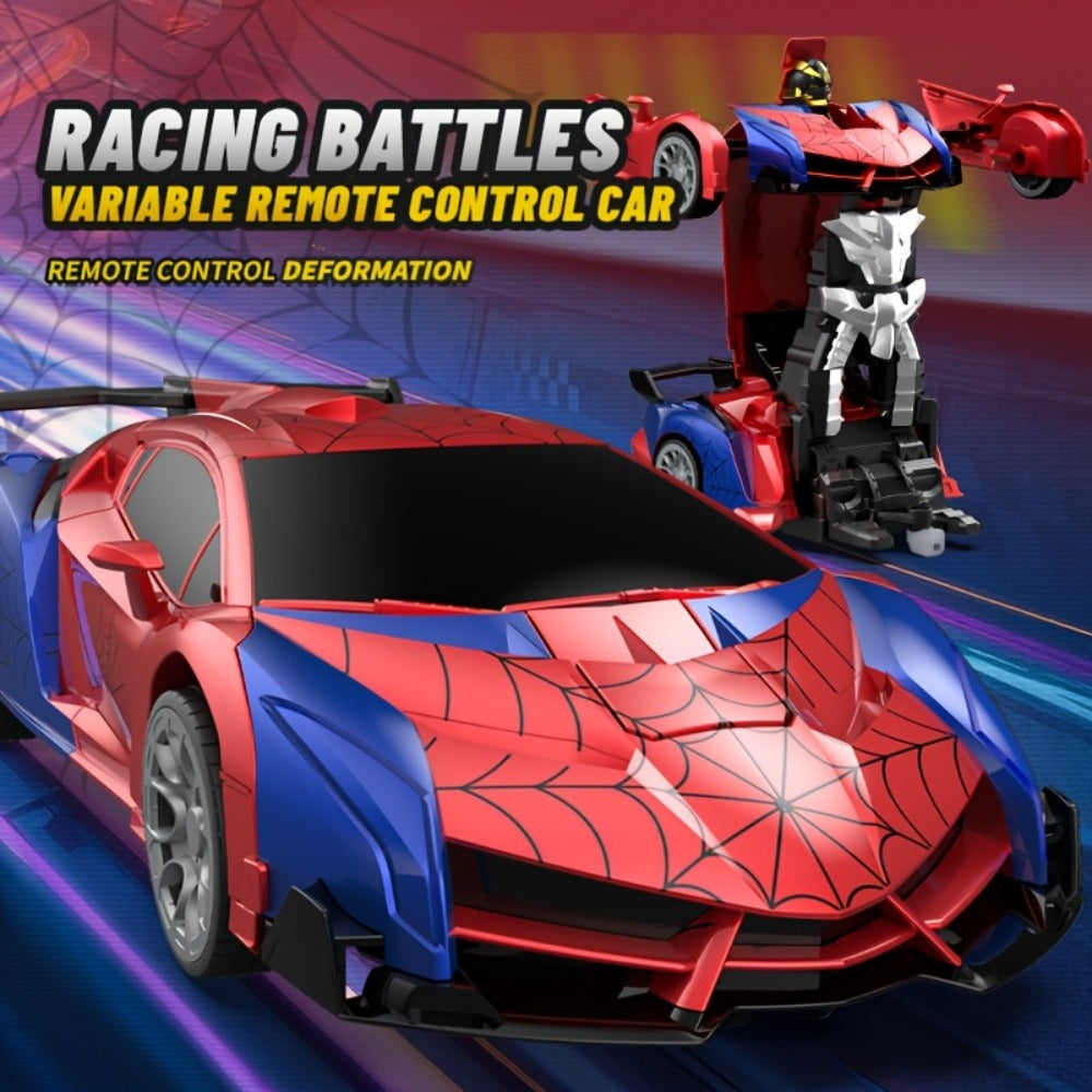 Robot Deformation Car for Kids 1:18 Blue & Red – One-Button Transform Remote Control Stunt Vehicle, 360° Rotating Drift RC Toy for Boys & Girls Ages 3 4 5 6, Birthday Children's Day Christmas Gift