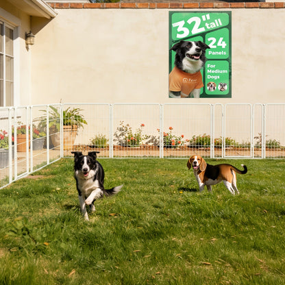 Dog Playpen with Gate – Heavy Duty Metal Pet Exercise Pen for Large Medium Small Dogs, 8/16/24/32/48 Panels, 24/32/40/45/50 Inch Height, Portable Indoor Outdoor Dog Fence for Yard Garden RV Camping