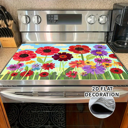 Stove Top Cover Mat Classic Tree Design | Heat-Resistant Decorative Stove Protector Pad with Branches & Leaves | Non-Stick Kitchen Cooktop Cover for Gas Stove Induction Oven