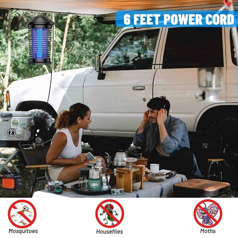 Bug Zapper Electric Indoor Outdoor – 4000V High Voltage UV 365nm 18W Mosquito Killer Fly Zapper with 6ft Cord, ABS Fireproof Safety Housing, Removable Tray & Cleaning Brush for Backyard Patio Garden Camping – Black