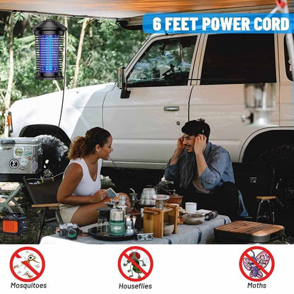 Bug Zapper Electric Indoor Outdoor – 4000V High Voltage UV 365nm 18W Mosquito Killer Fly Zapper with 6ft Cord, ABS Fireproof Safety Housing, Removable Tray & Cleaning Brush for Backyard Patio Garden Camping – Black