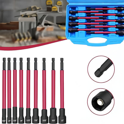 Magnetic Nut Driver Set 18-Piece – Impact-Ready Extra Long Hex Shank, SAE & Metric CR-V Steel Screwdriver Bit Kit for Power Drills, Home Repair & Professional Use