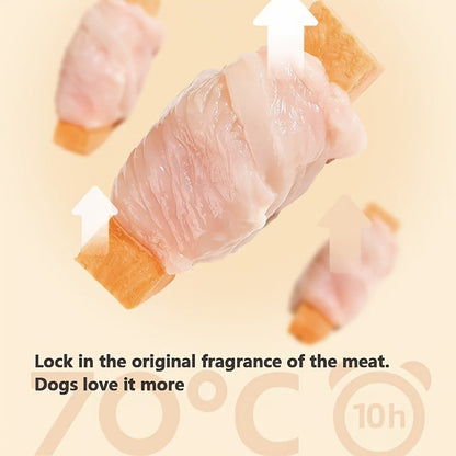Duck Jerky Dog Treats – Chicken-Wrapped Sweet Potato Sticks, Chewy Long Lasting Chews for Small Medium Large Dogs, Easily Digestible Training Treats & Pet Snacks for All Breeds