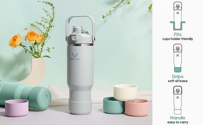 Insulated Water Bottle 32oz 40oz Stainless Steel Leak-Proof Sports Water Bottle with Handle Matte Finish Vacuum Thermos for Gym Hiking Camping Office Travel