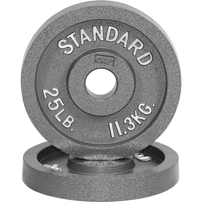 Cast Iron Weight Plates 2-Inch Standard Barbell Plates Solid Iron Gym Weights for Strength Training Weightlifting Bodybuilding Powerlifting Home Gym Multiple Sizes 2.5LB to 100LB