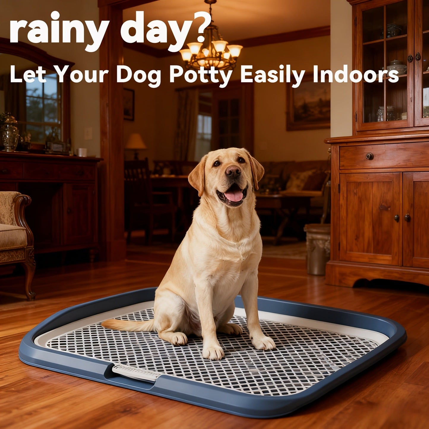 Indoor Dog Potty Tray with Removable Grating - Leak-Proof Puppy Training Toilet, Washable Pee Pad Holder for Apartments, Easy Clean Dog Bathroom, 7 Colors, Small & Large Sizes