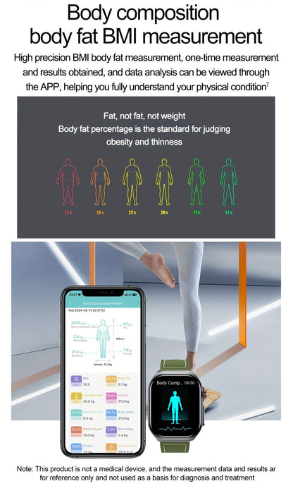 AMOLED Smartwatch 2.04" Display, Bluetooth 5.3 Calling, NFC, 530mAh Battery, Multi-Sport Modes, Voice Assistant, SOS, Menstrual & Weather Forecast, Magnetic Charging, Compatible with iOS & Android, Unisex Gift for Men & Women