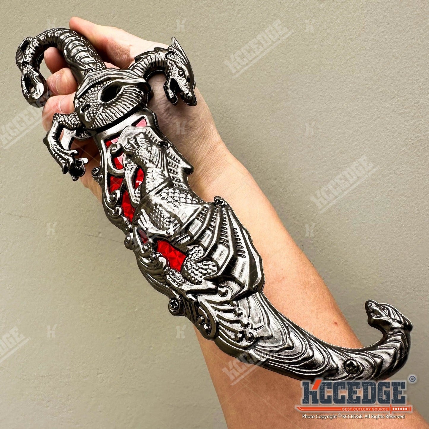Medieval Fantasy Fixed Blade Knife with Scabbard – 9" Dragon Cosplay Collectible Dagger, 440 Stainless Steel, Historical Replica for Display & Medieval Fair Props