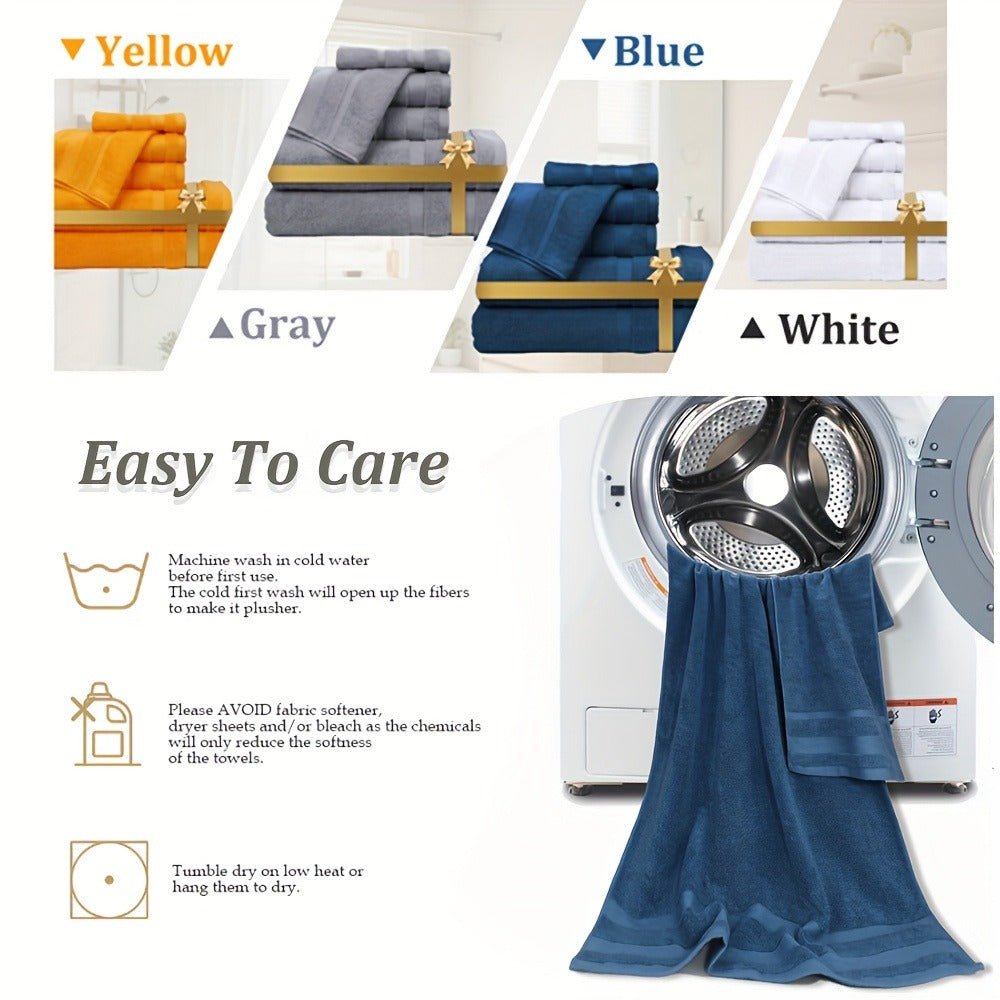 Cotton Bath Towel Set 6/10 Piece - 100% Pure Cotton Large Bath Towels for Women & Men, Highly Absorbent Quick Dry Spa Hotel Quality Towels for Bathroom, Bedroom, Gym, Pool & Travel, Soft Fluffy Luxury Towel Sets