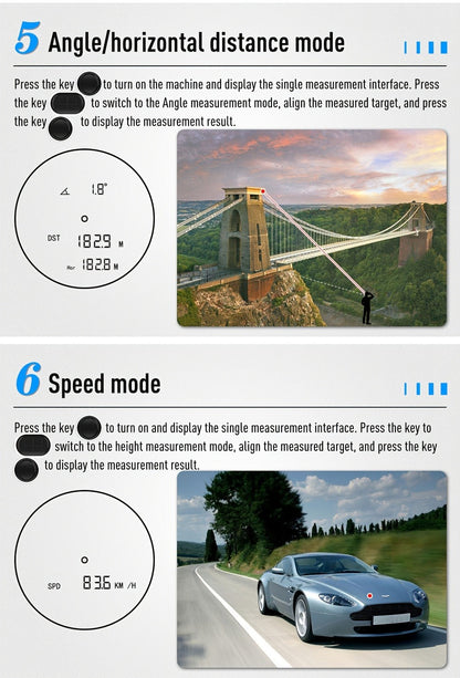 Golf Laser Rangefinder 1200 Yards Slope Compensation 6X Magnification Flag Lock HD Rechargeable USB Charging Anti-Vibration High Precision Quick Positioning White Stylish Design