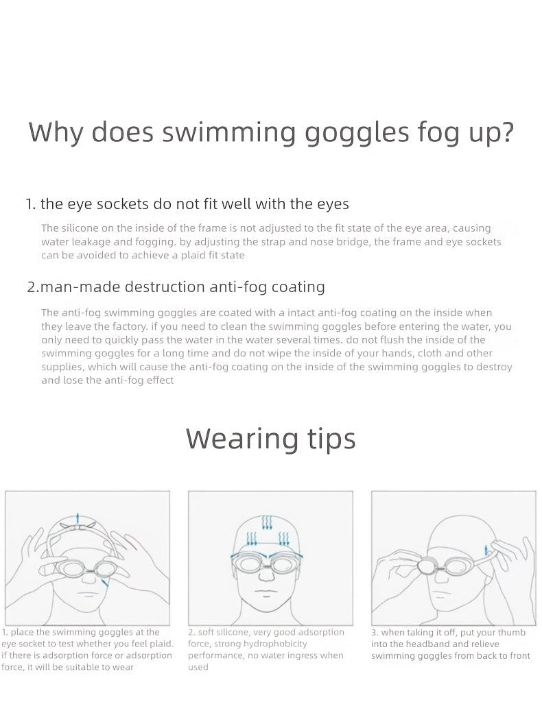 Anti-Fog Swimming Goggles Set – UV Protection, Earplugs & Nose Clip
