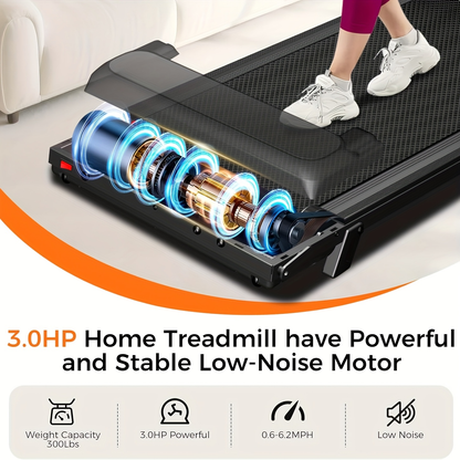 Folding Treadmill 3-in-1 with 14% Auto Incline & Handle – 3.0HP Quiet Walking Pad for Home, 300LBS Capacity, Portable Under Desk Treadmill for Walking, Jogging & Running