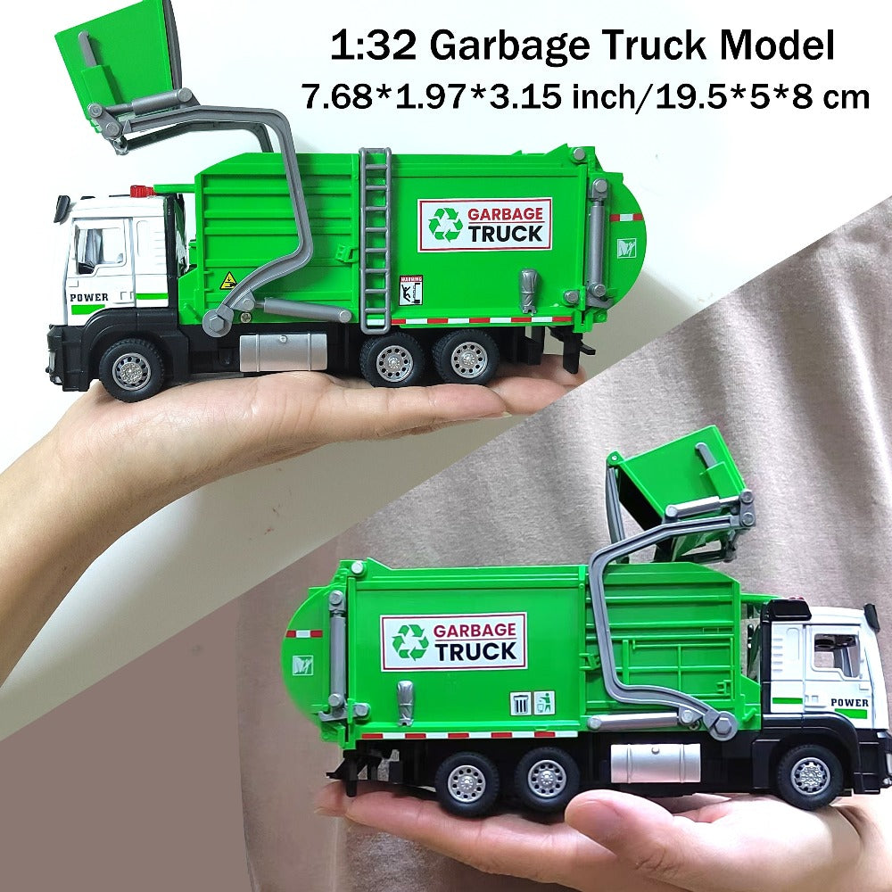 Garbage Truck Toy with 4 Trash Bins Lights & Sound – Recycling Sorting Sanitation Truck with Lifting Dumping Action Educational Vehicle Toy for Kids Ages 3-8 Birthday Gift Boys Girls