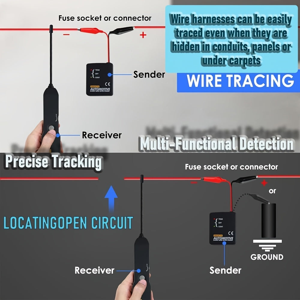 Electrical Wire Tracker Kit, EM415PRO 6-42V DC Automotive Circuit Tester, Fast Locate Broken Wires & Short Circuits, Non-Contact Induction Probe for Vehicle Repair, Essential Gear