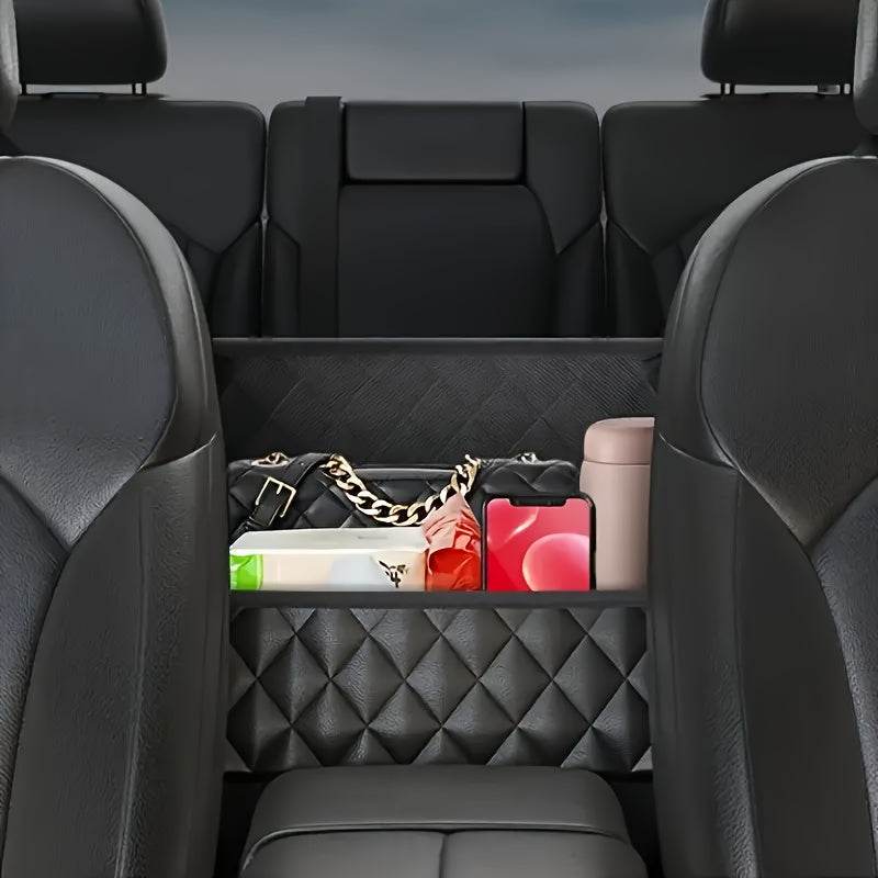 1/2pcs Large Capacity Car Seat Back Organizer - Durable PU Leather Storage Net Bag with Hanging Installation, Lightweight Car Interior Accessory