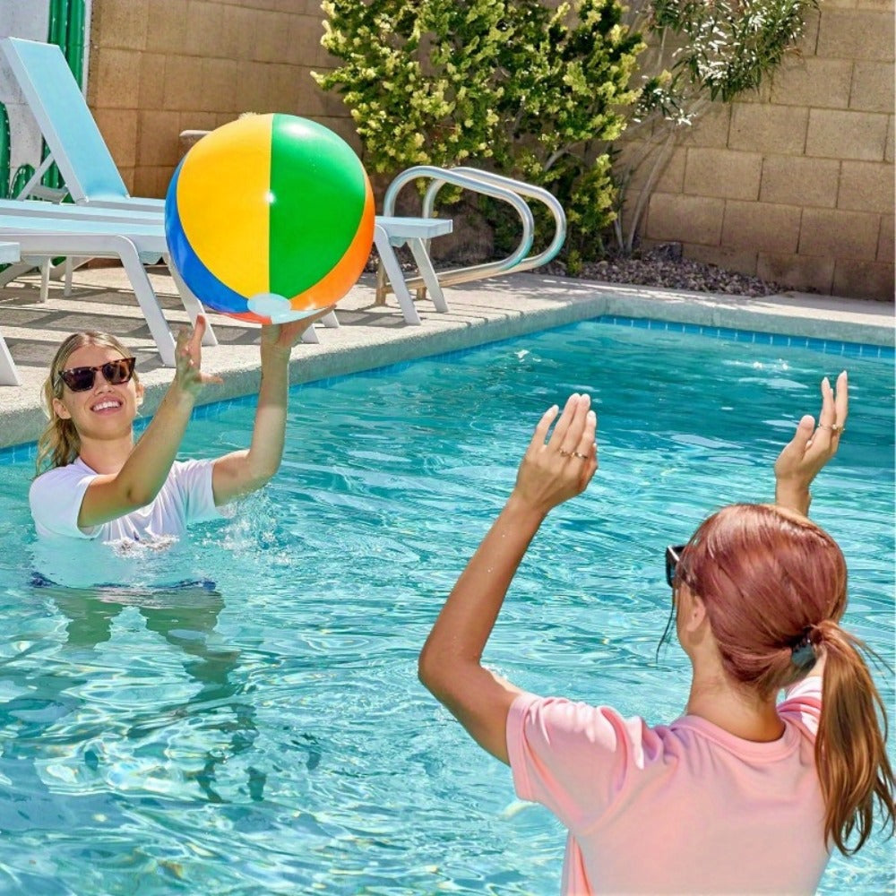 Rainbow Beach Balls 4-Pack 20 Inch – Large Inflatable Beach Ball Set for Pool Party Decorations, Kids & Adults Birthday Luau Hawaiian Summer Beach Water Games Party Favor