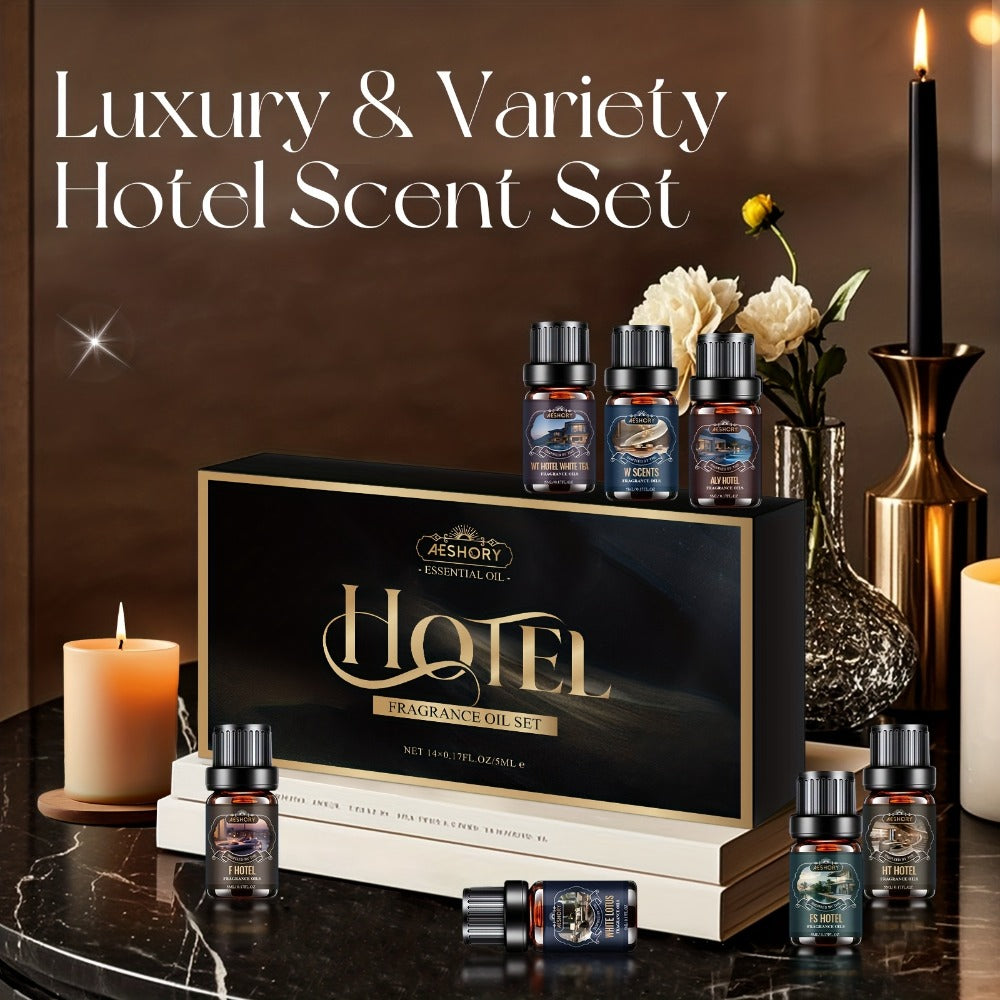 Essential Oil Diffuser Gift Set 14 Pcs – Luxury Fragrance Oils for Diffuser, Candle Making & Aromatherapy | Hotel Collection Scents