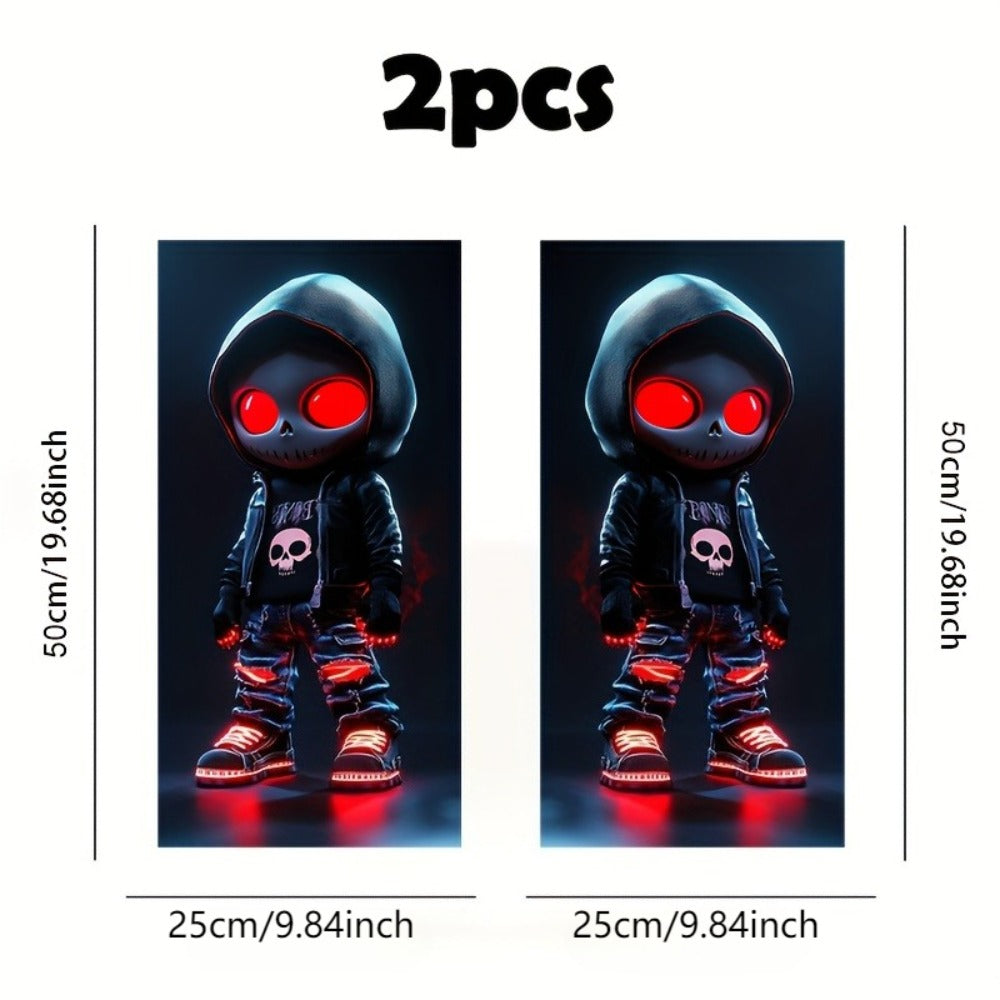 Skull Car Stickers 2pcs Waterproof Vinyl Decals – Funny Cartoon Bumper Sticker Set for Cars Trucks SUVs Motorcycles Helmets, Universal Fit, UV & Scratch Resistant