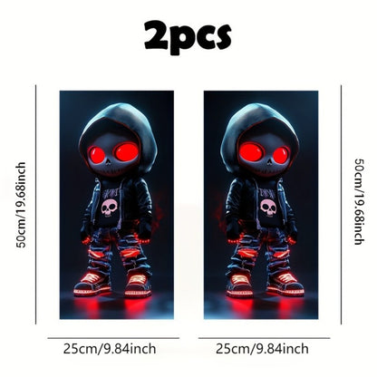 Skull Car Stickers 2pcs Waterproof Vinyl Decals – Funny Cartoon Bumper Sticker Set for Cars Trucks SUVs Motorcycles Helmets, Universal Fit, UV & Scratch Resistant