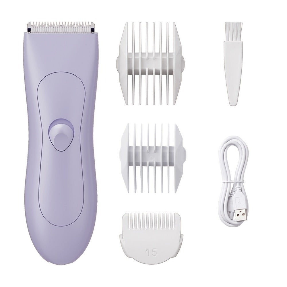 Waterproof Body Hair Trimmer for Men IPX6 Electric Groomer Replaceable Ceramic Blade - Full Body Manscaping Chest Groin Underarm Back Hair Shaver Wet Dry Black Purple Gift